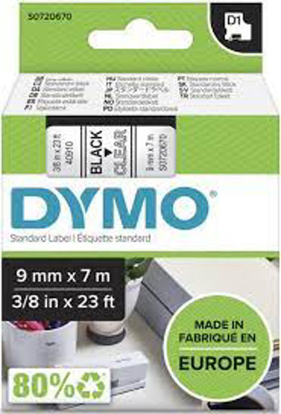 Picture of DYMO  Label Tape 9mm x 7m Clear/Black